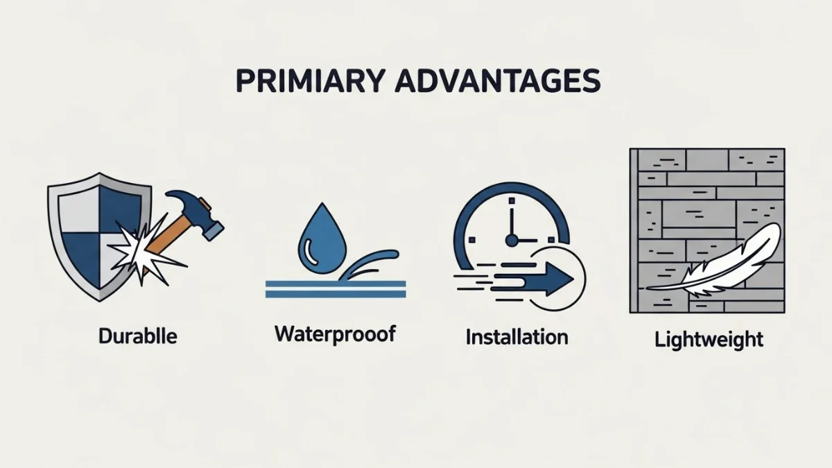 Cấu tạo chi tiết 5 lớp mang lại độ bền cho tấm PVC giả đá