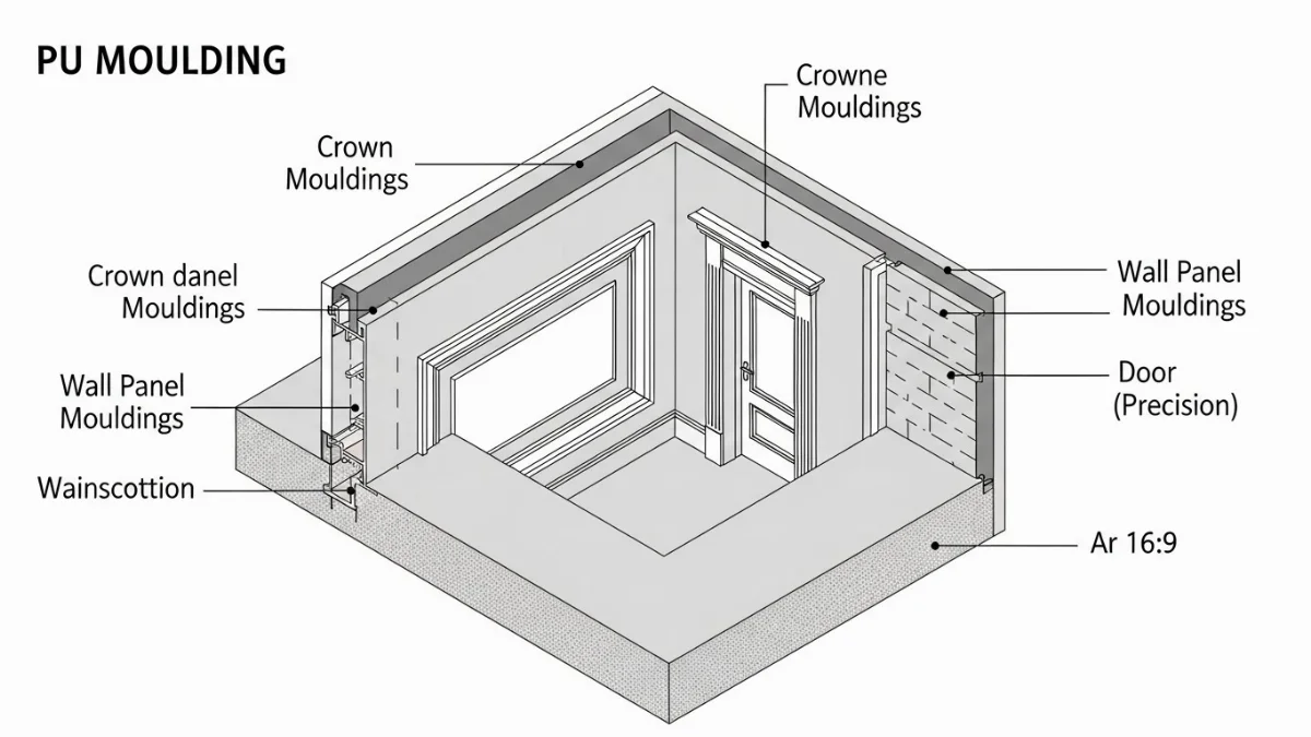 Phào chỉ tân cổ điển từ PU tạo điểm nhấn tinh tế cho trần nhà