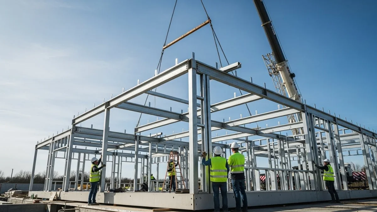 Lắp dựng khung thép chính xác, vững chắc cho nhà tiền chế