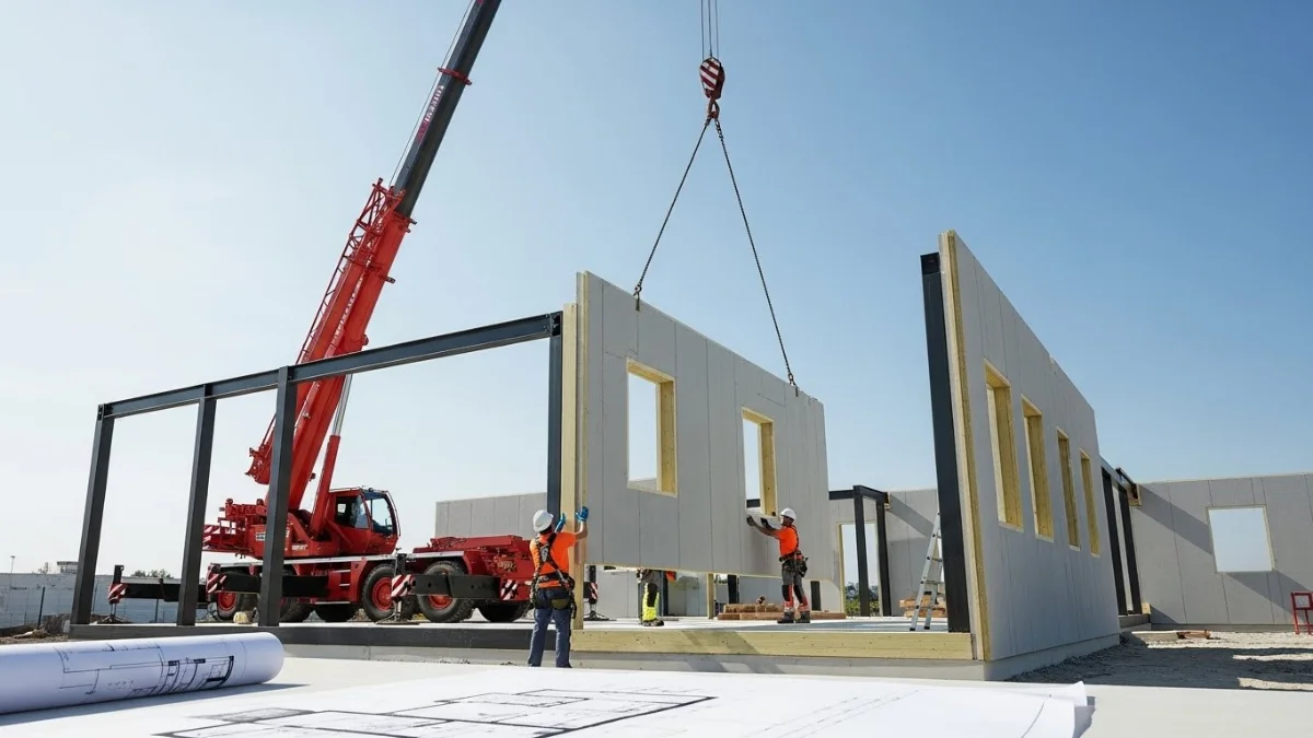 Hình ảnh minh họa tấm panel cách nhiệt đang được sử dụng rộng rãi trong xây dựng nhà lắp ghép