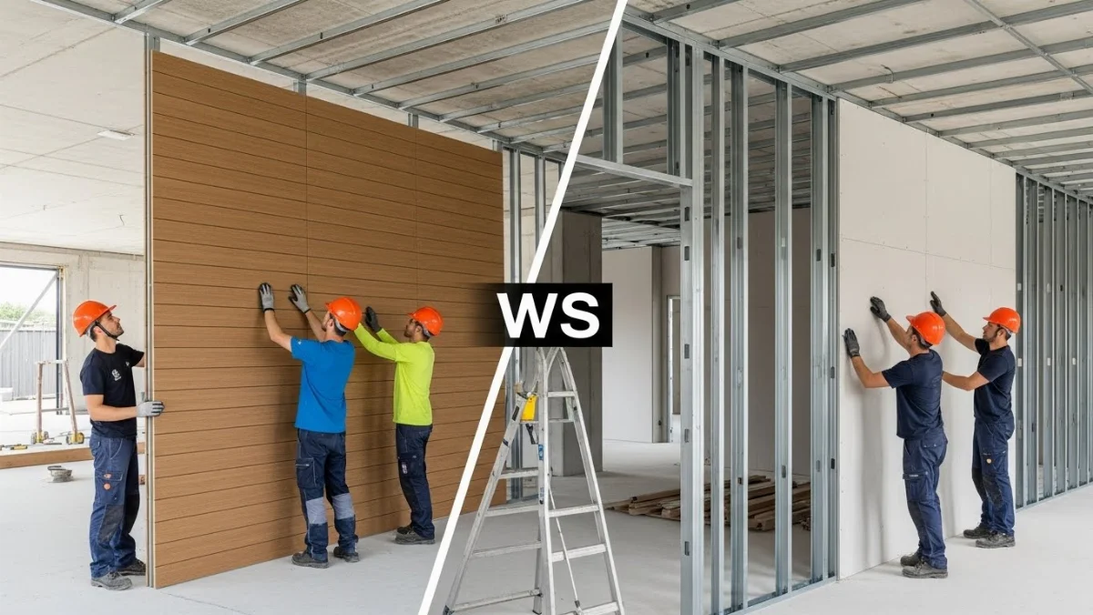 Vách ngăn gỗ nhựa màu vân gỗ tự nhiên sang trọng cho phòng khách