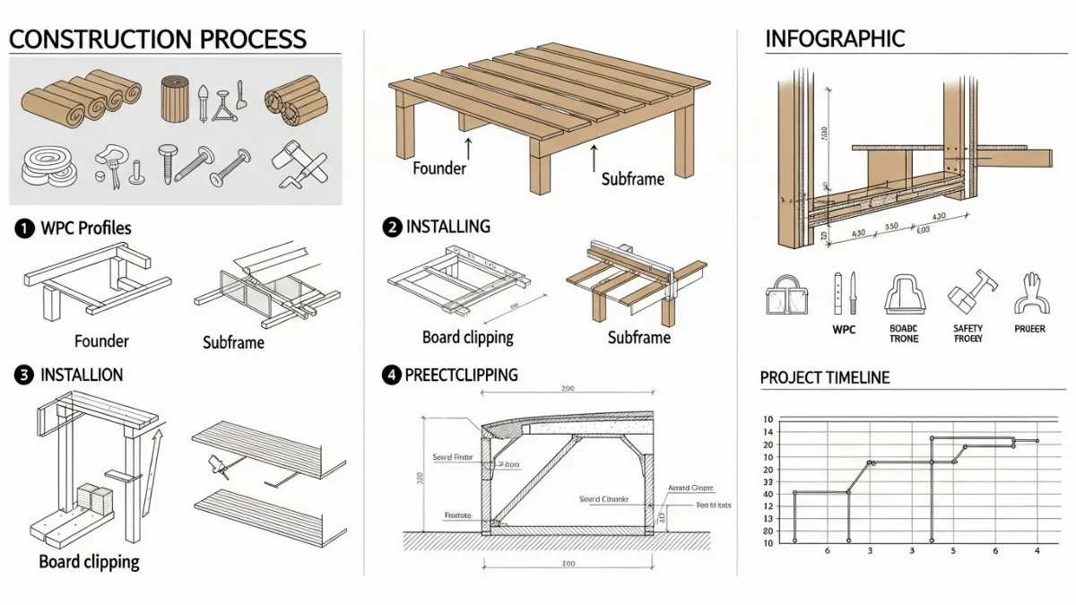 Ghế băng và ván sàn gỗ nhựa thân thiện môi trường