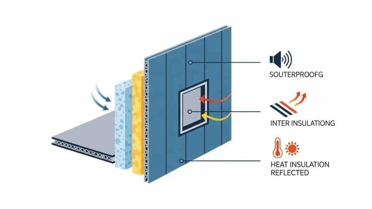 Mô tả kỹ thuật bên trong vách panel cách nhiệt ba lớp hiệu quả