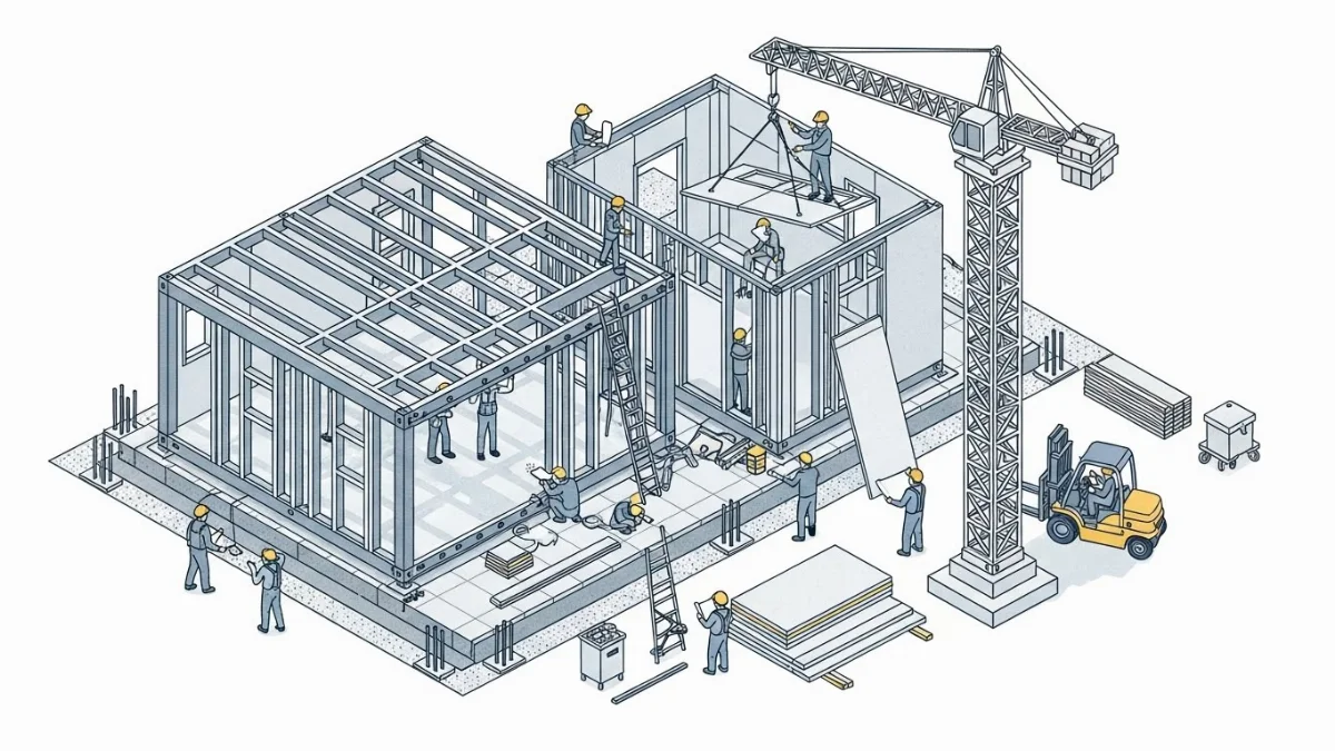 Lắp đặt tấm panel cách nhiệt cho vách và mái nhà lắp ghép