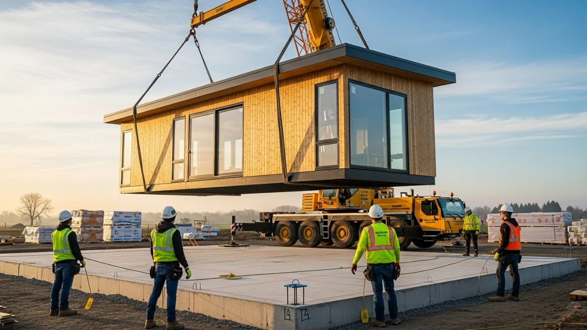 Mẫu nhà tiền chế cấp 4 đẹp hiện đại với sân vườn xanh mát