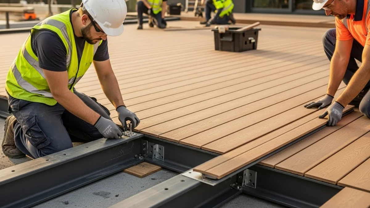 Hình ảnh sàn gỗ nhựa ngoài trời chống trơn trượt bền đẹp