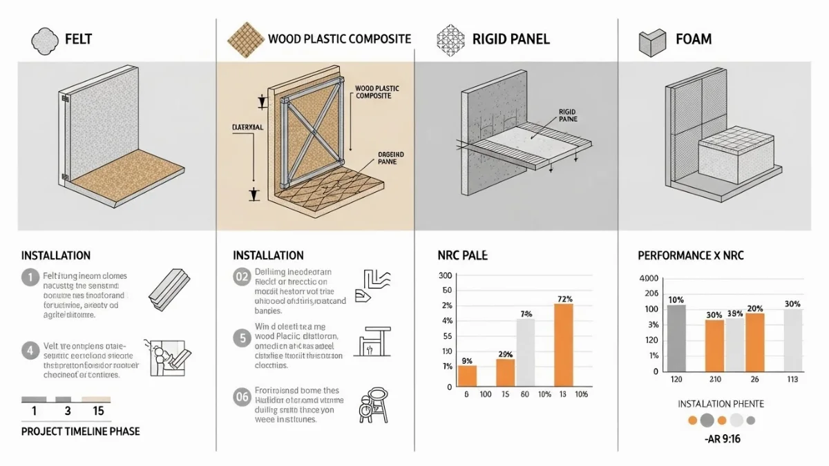 Mút tiêu âm dạng kim tự tháp màu xám, hiệu quả giảm tiếng vang trong phòng thu âm