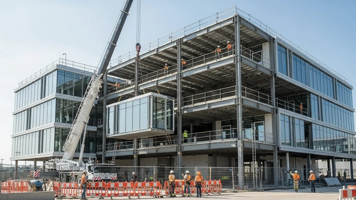 Văn phòng tiền chế hiện đại với cấu trúc khung thép chắc chắn