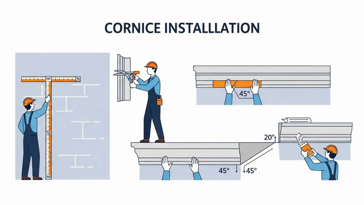 Thợ đo đạc cẩn thận trước khi cắt phào chỉ