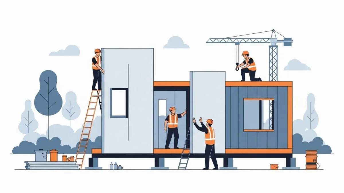 Lắp đặt khung thép vững chắc cho nhà lắp ghép 7 ngày