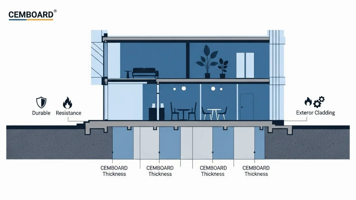 Tấm Cemboard độ dày khác nhau ứng dụng cho vách ngăn và sàn nhà