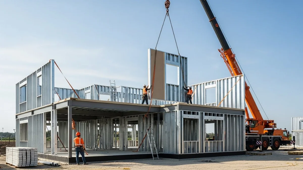 Mẫu nhà tiền chế 2 tầng hiện đại, tối ưu không gian sống đô thị.