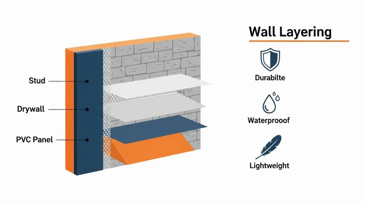 Công trình thực tế sử dụng tấm PVC vân đá ốp tường nội thất phòng khách