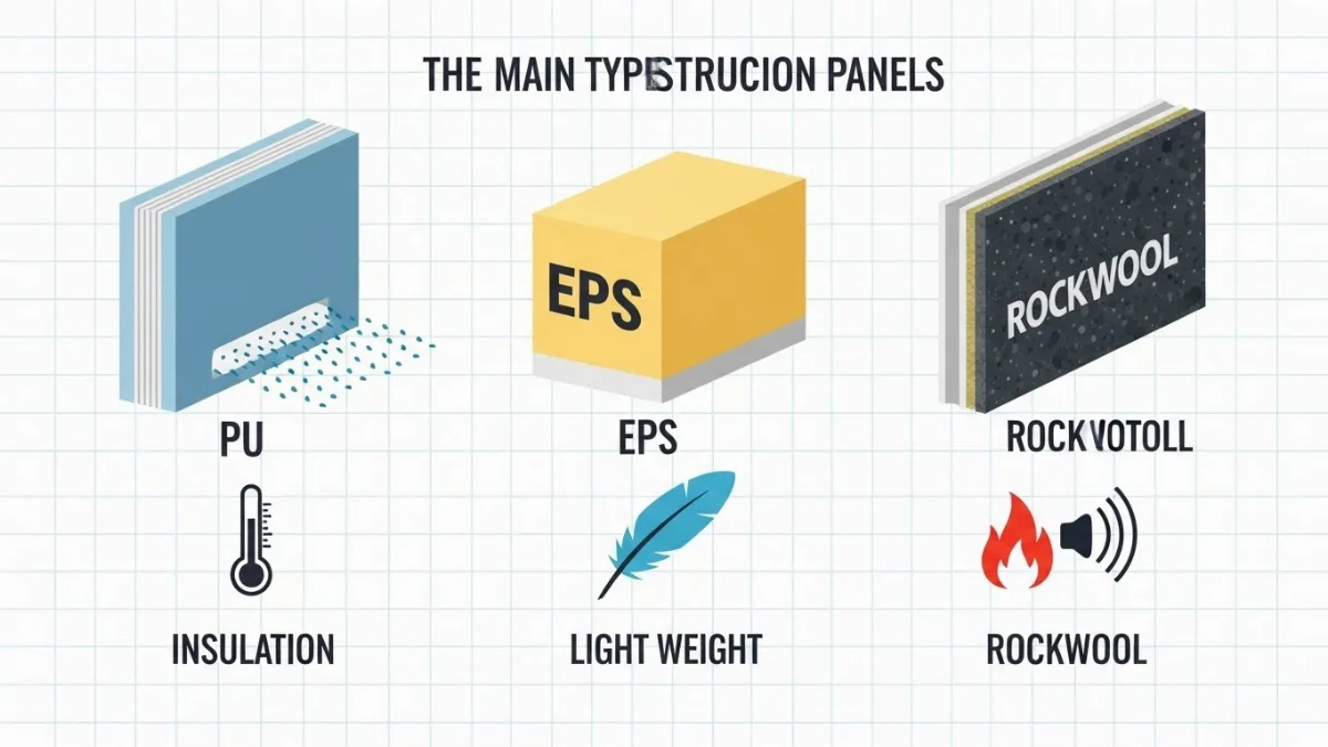 Phân loại các loại tấm panel: Panel PU, Panel EPS, Panel Rockwool