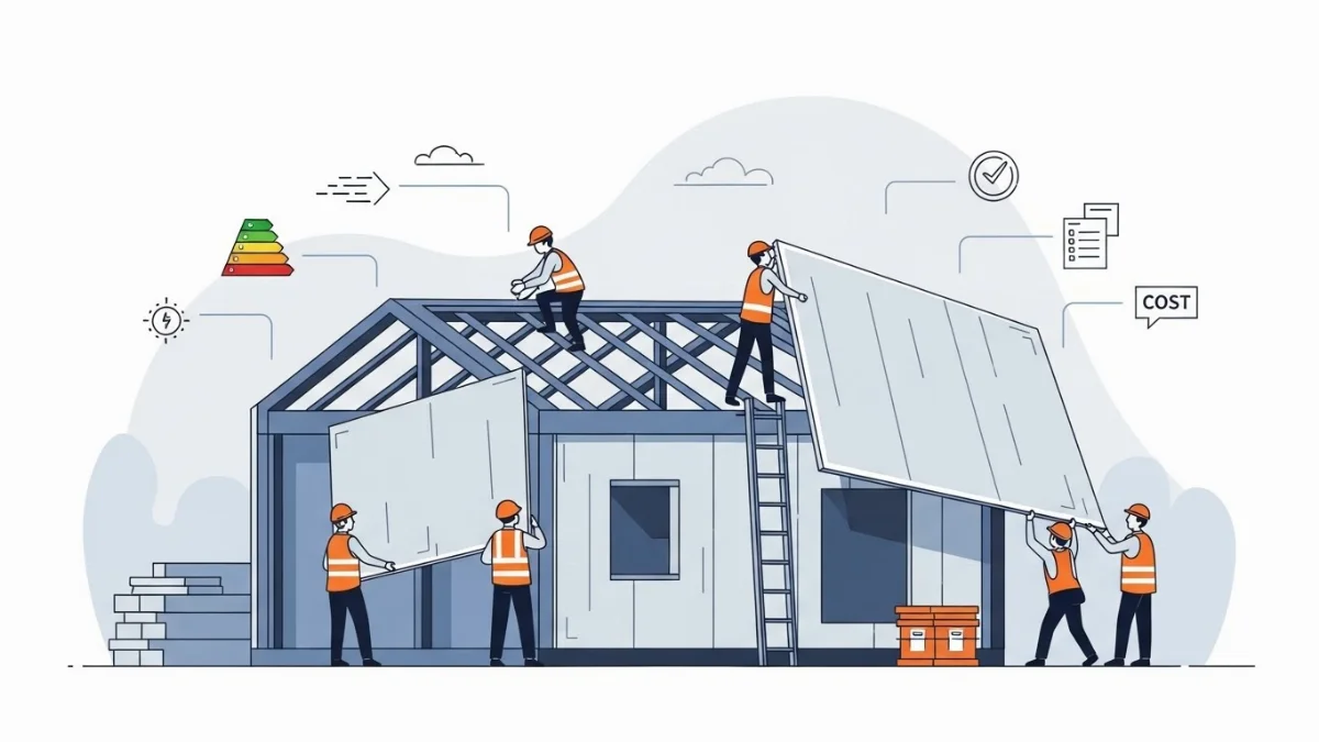 Hình ảnh tấm panel EPS với cấu trúc xốp được sử dụng trong các công trình nhà ở