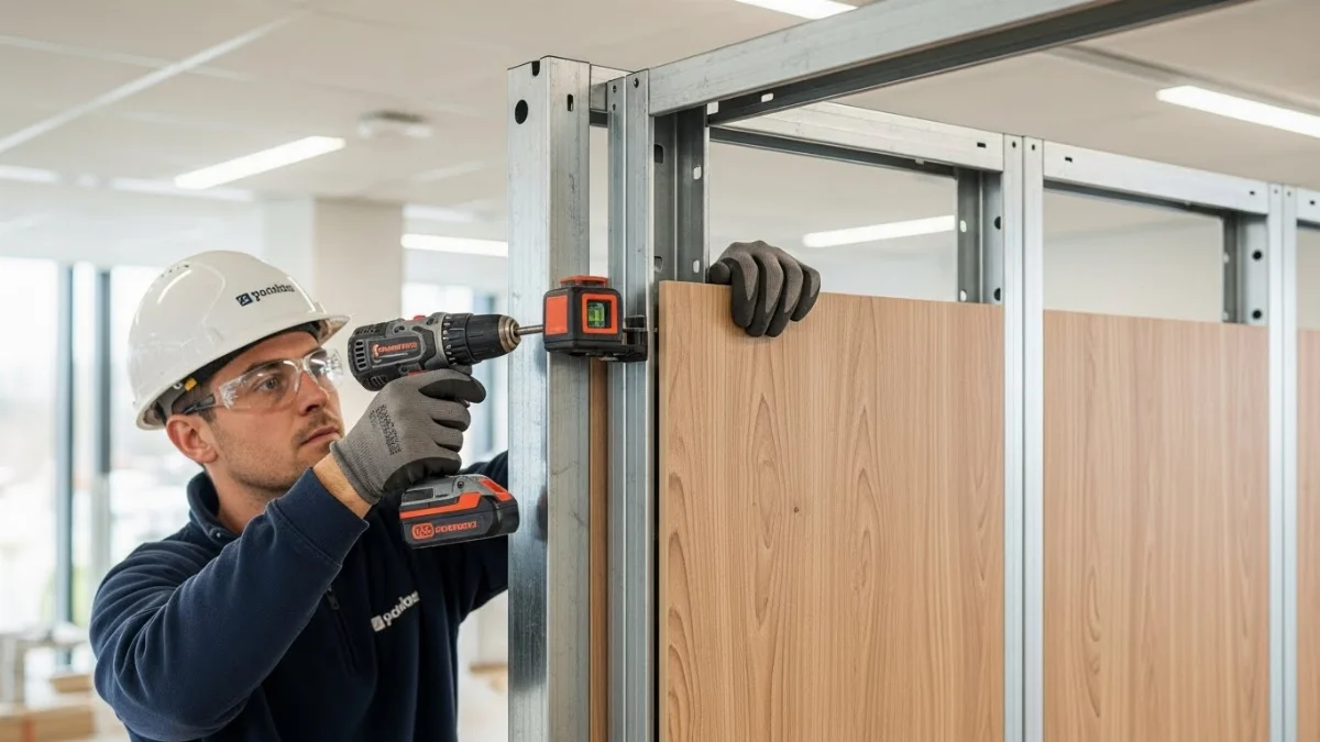 vách ngăn gỗ nhựa trang trí phòng khách hiện đại