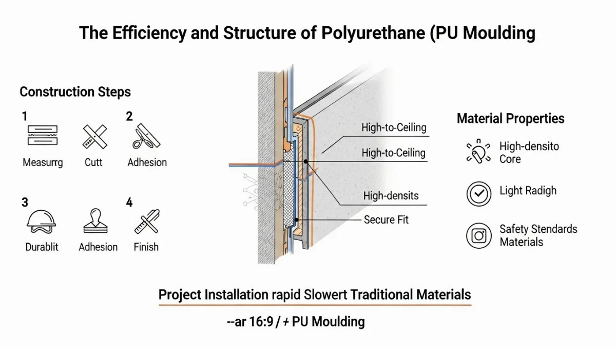 Phào chỉ PU dễ dàng thi công, bền đẹp theo thời gian sử dụng