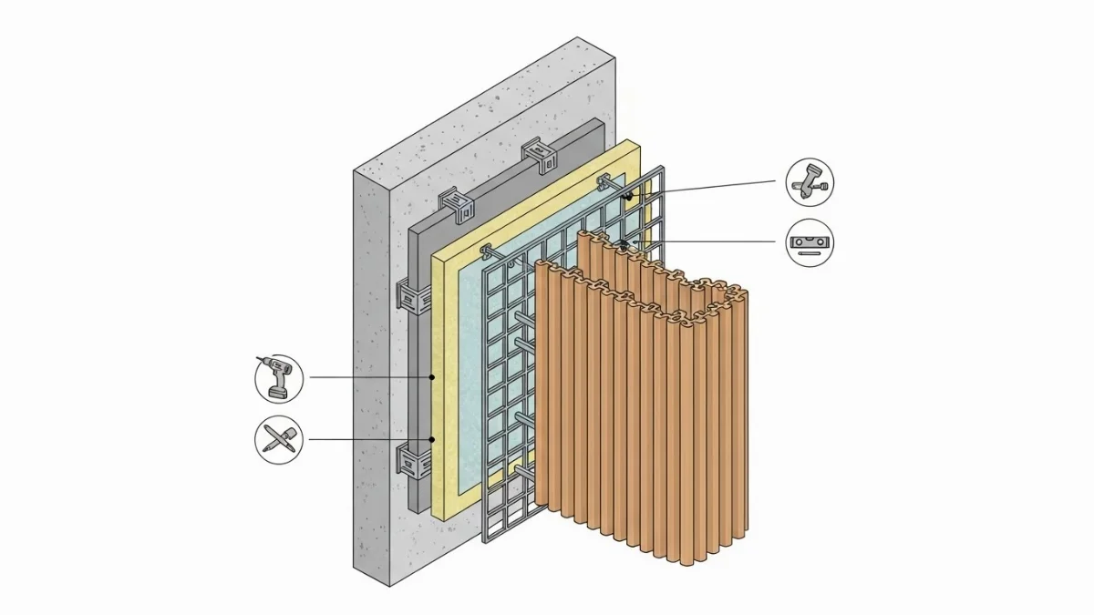 Ứng dụng lam sóng làm vách trang trí cửa hàng thời trang đẹp