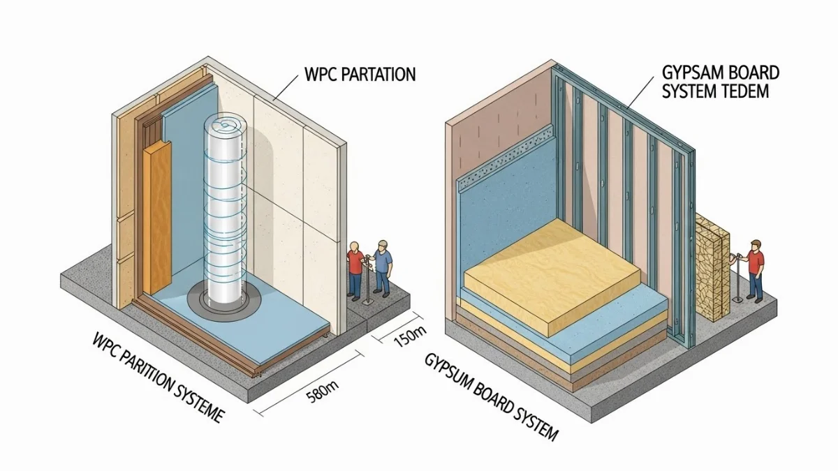 Vách ngăn gỗ nhựa trang trí với đèn LED tạo điểm nhấn hiện đại
