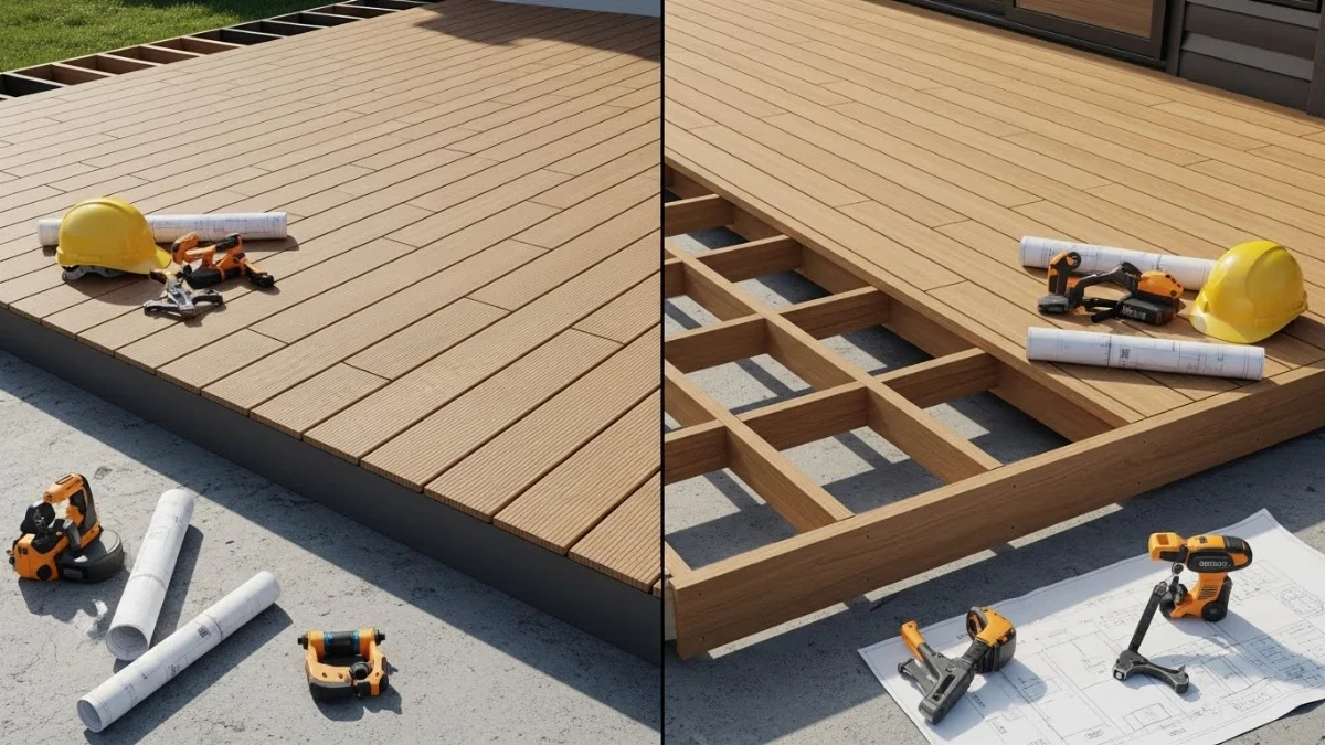 Sàn gỗ tự nhiên ngoài trời và sàn gỗ nhựa WPC trong không gian ngoại thất