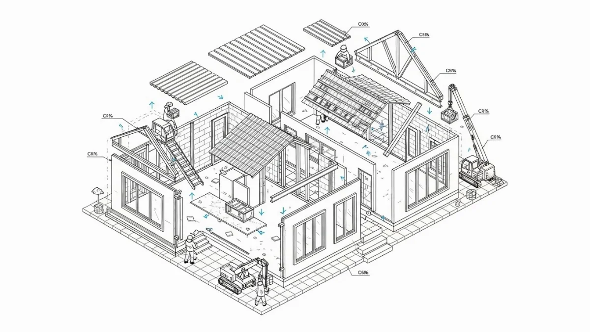 Bản vẽ nhà tiền chế 1 tầng 2 phòng ngủ tối ưu diện tích và công năng