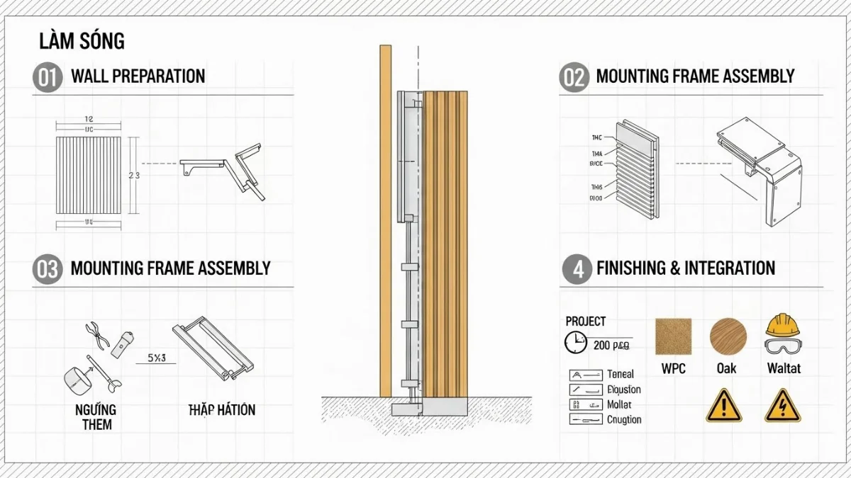 Lam sóng ốp tường tạo điểm nhấn cho khu vực trưng bày sản phẩm