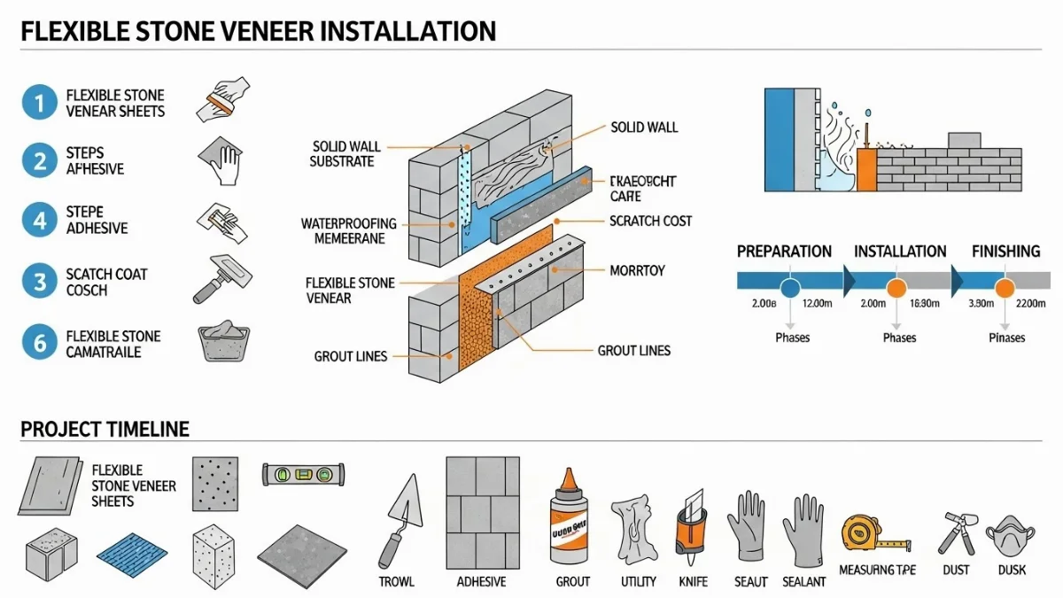Tấm đá mềm linh hoạt uốn cong trang trí cột tròn ấn tượng