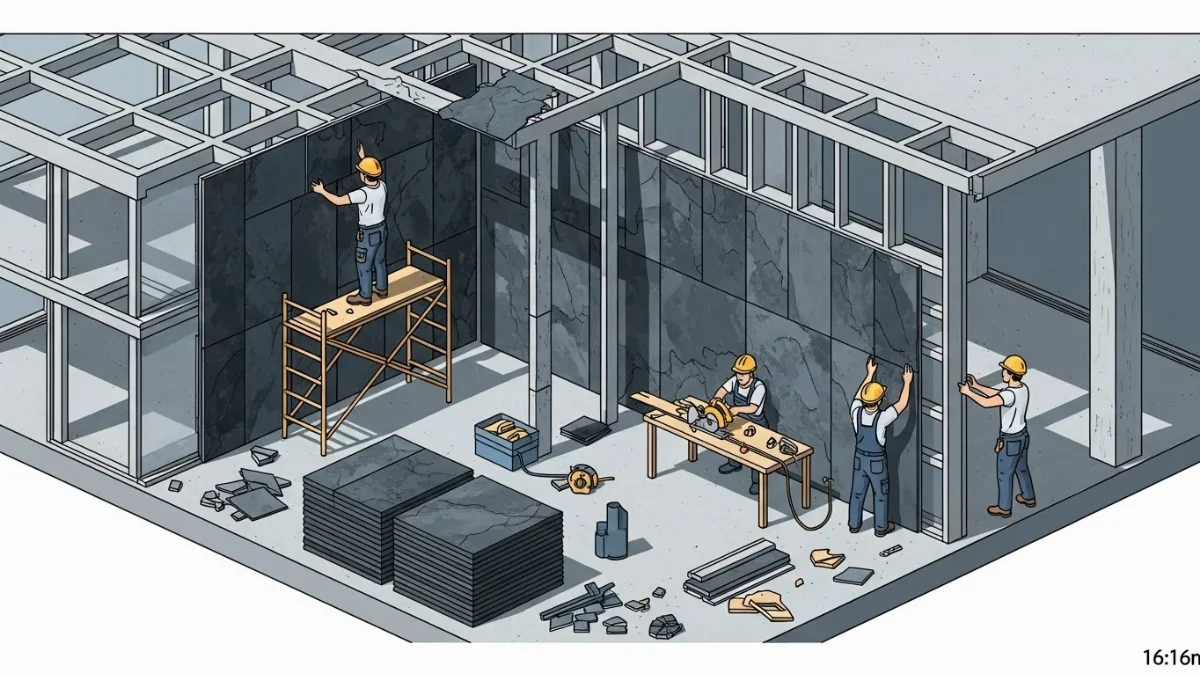 Tấm PVC giả đá ốp tường phòng ngủ tạo điểm nhấn độc đáo