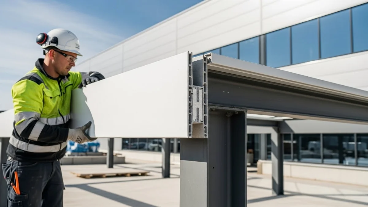 Minh họa cấu tạo tấm panel với lớp lõi cách nhiệt và hai mặt bảo vệ