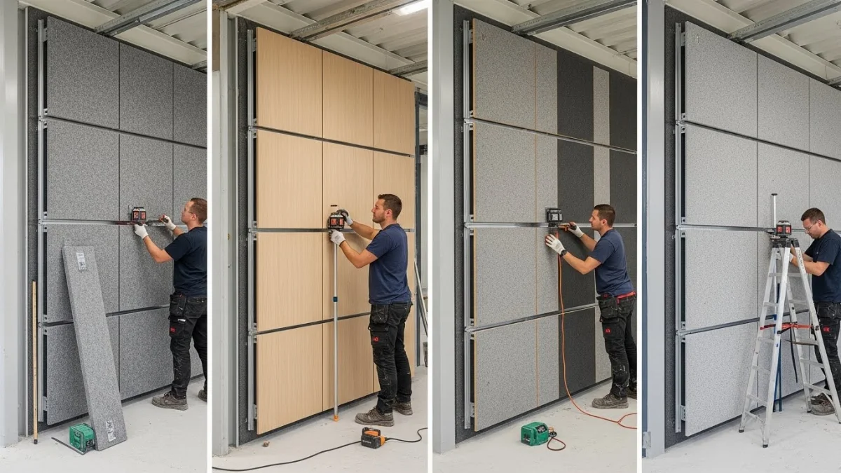 Hình ảnh tấm tiêu âm nỉ nhiều màu sắc, cấu tạo từ sợi polyester, dùng cho nội thất hiện đại