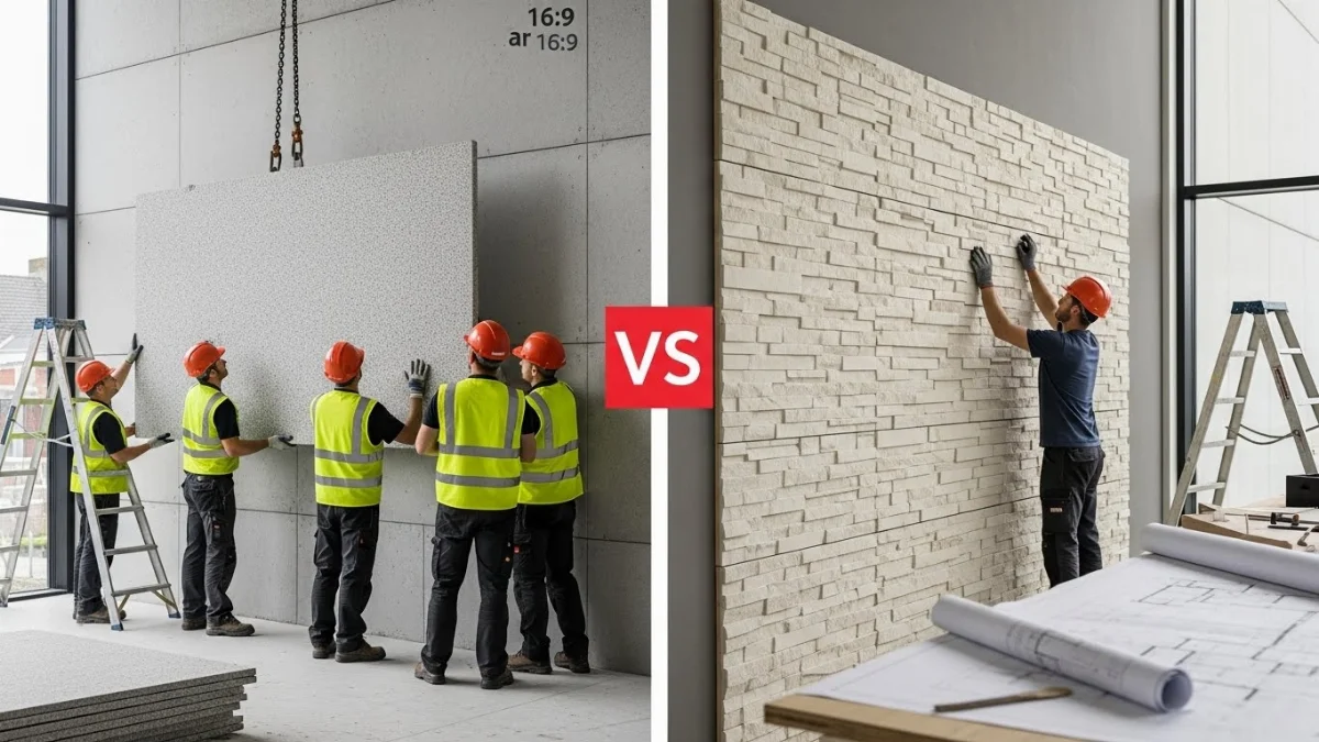 Tấm ốp PVC giả đá với họa tiết vân marble tinh tế trong phòng khách hiện đại