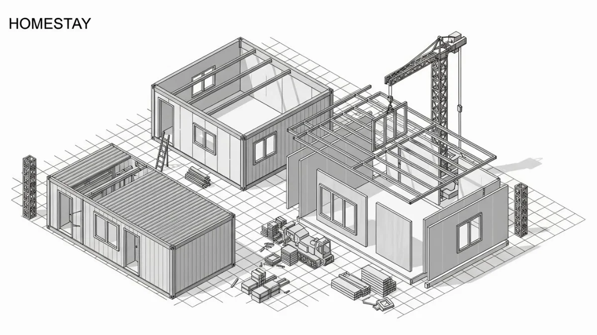 Nội thất nhà lắp ghép homestay sang trọng, tiện nghi và ấm cúng