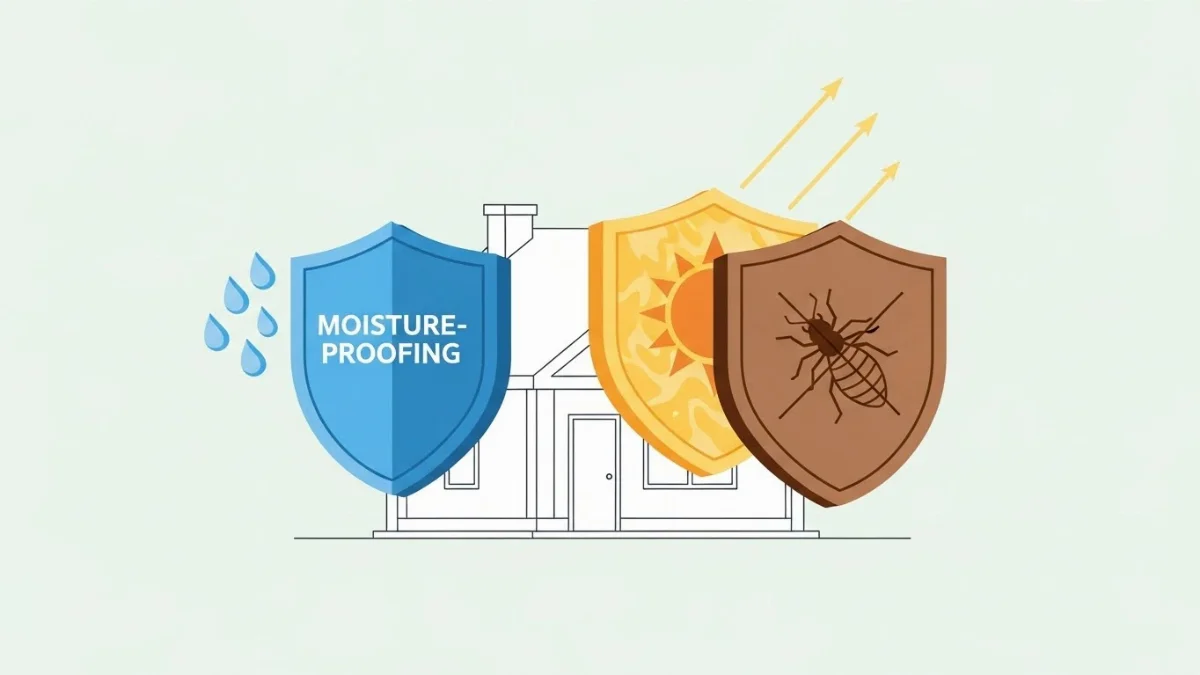 Vật liệu xây dựng kháng mối mọt bảo vệ kết cấu nhà khỏi hư hại.